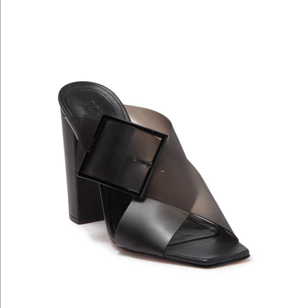 NWT Schutz Madaleni Black Buckled Mule Sandal in Fume Matt - Picture 7 of 9